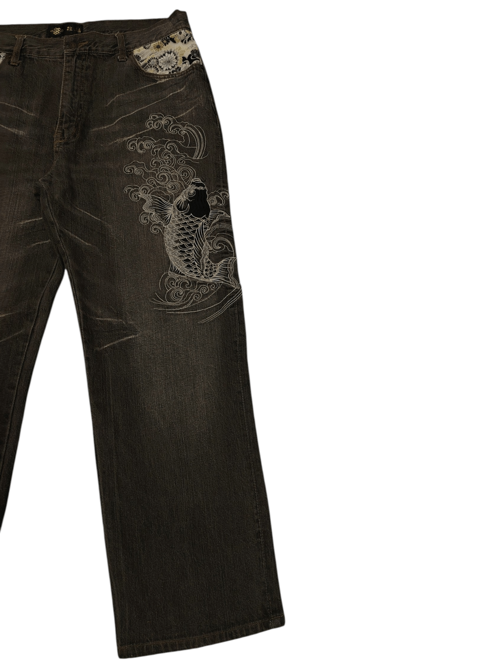 Karakuri Tamashii Rare!!! Japan Karakuri koi fish Embroidered Sick back Pocket Size US 34 / EU 50 - 3 Thumbnail