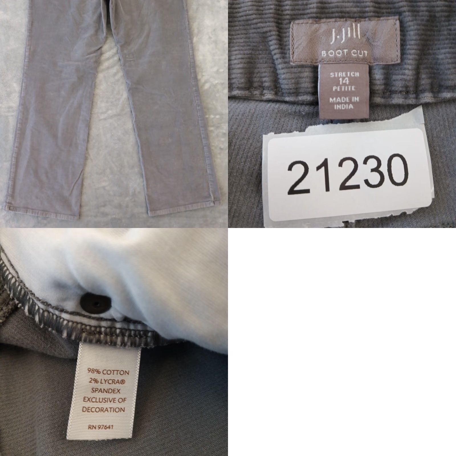 J. Jill J.Jill Pants Womens 14P Gray Bootcut Corduroy Stretch 35x29.5 Mid Rise Chino Pants Womens Mens? Size 36" / US 14 / IT 50 - 8 Thumbnail