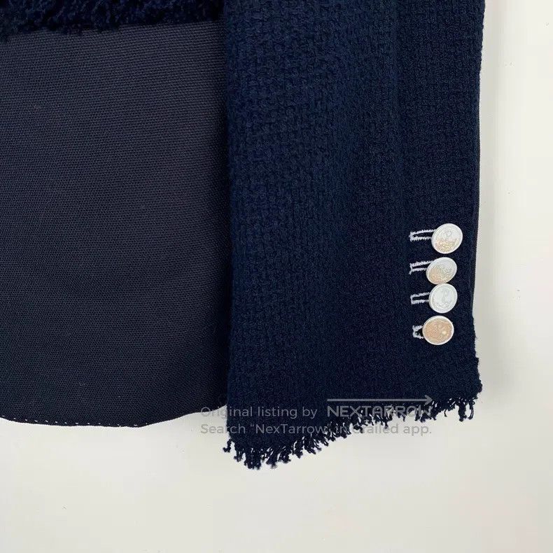 Thom Browne Thom Browne size 0 Knitted, pieced lapel blue cotton jacket Size 40L - 4 Thumbnail