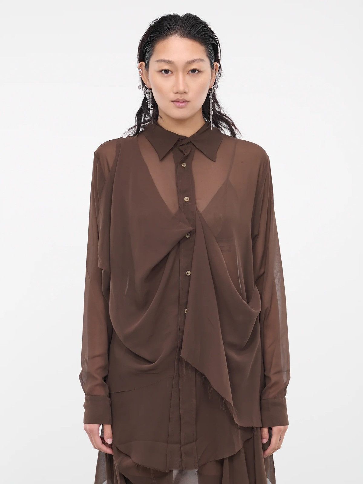 Edward Cuming draped sheer shirt Size US L / EU 52-54 / 3 - 3 Thumbnail