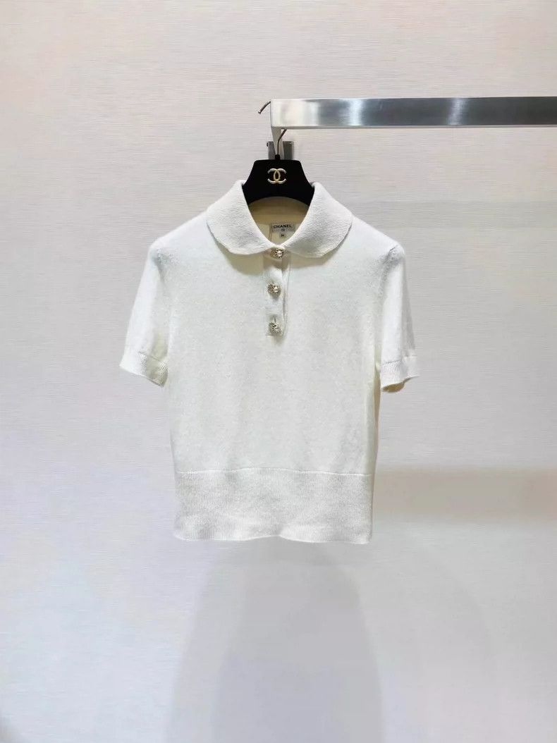 Chanel Chanel Short Sleeve Cashmere Knit Top- DMC Size US S / EU 44-46 / 1 - 1 Thumbnail
