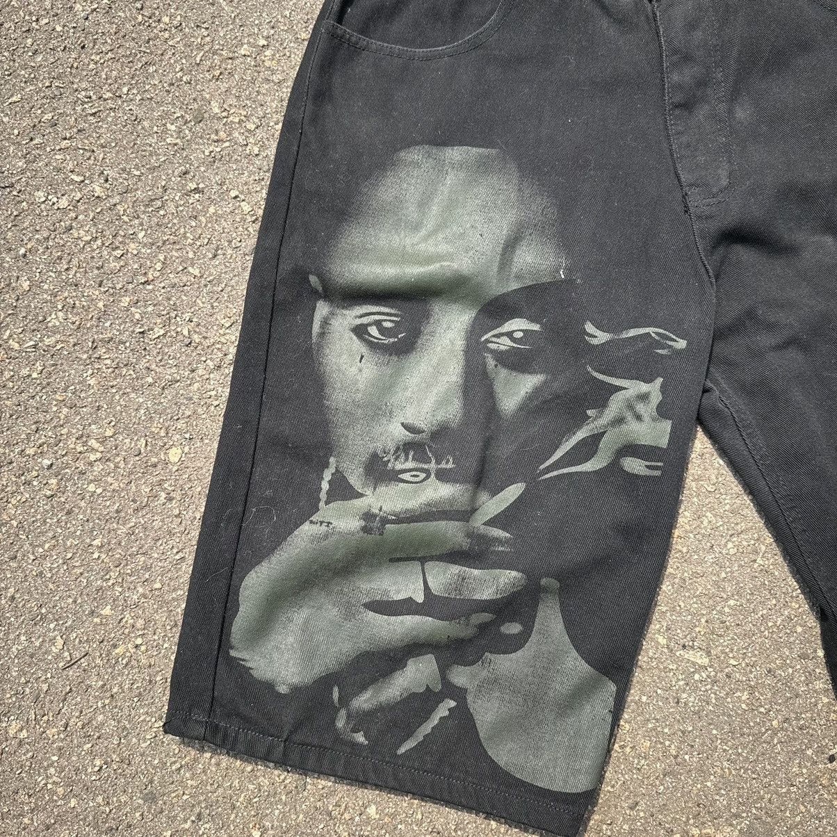 Eminem vintage 2pac shakur shorts y2k rap shorts tupac shakur Size US 32 / EU 48 - 3 Thumbnail