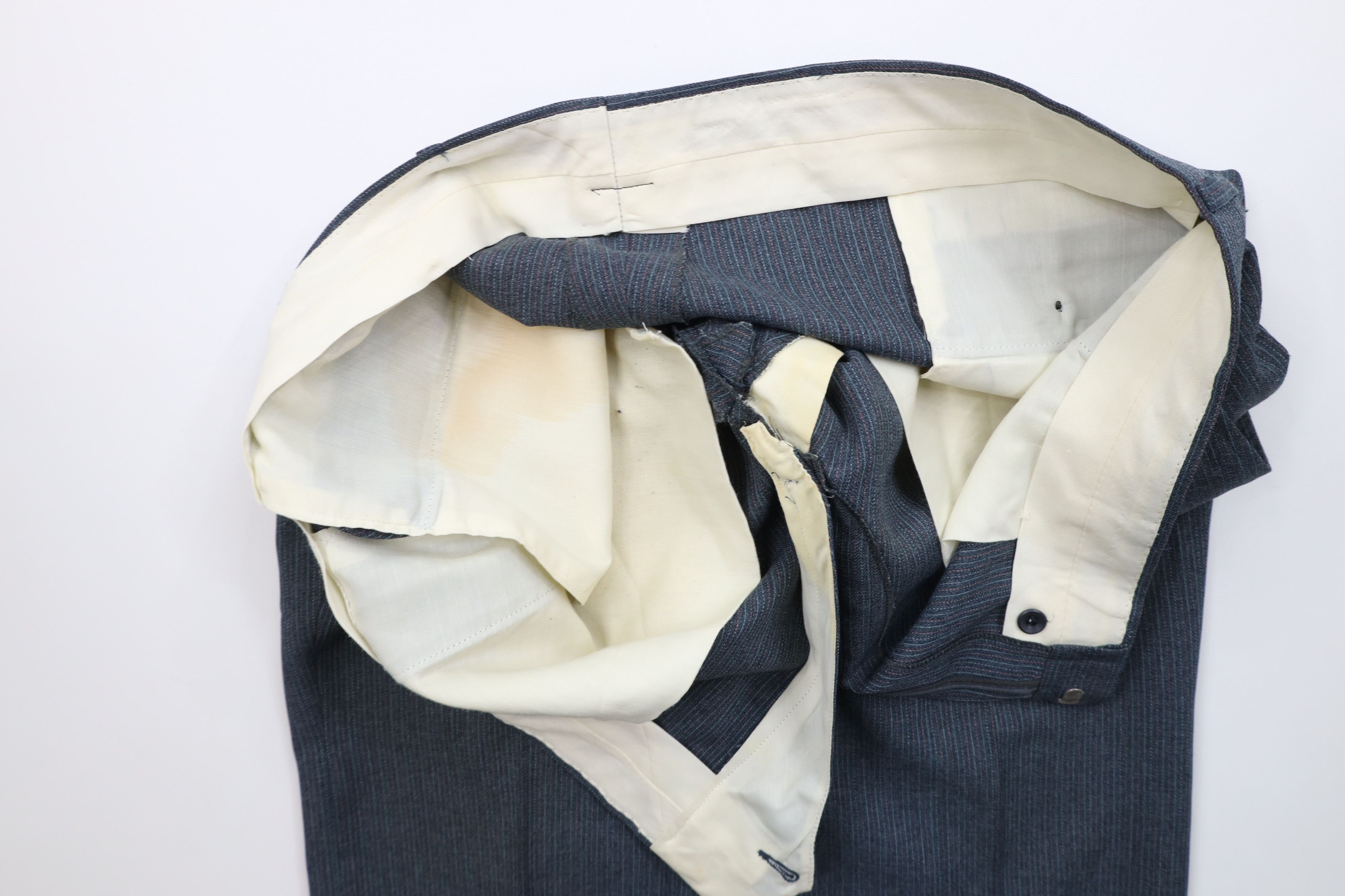 Vintage Vintage 70s Streetwear Pinstriped Knit Wide Leg Chino Pants Size US 42 / EU 58 - 6 Thumbnail