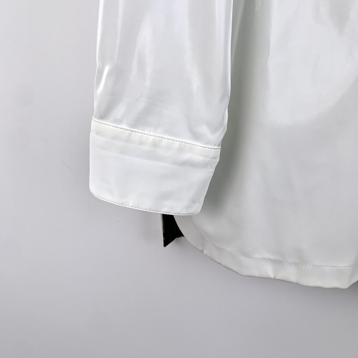 Fendi Fendi White Patent Leather Collared Long Sleeve Shirt K26WX Size S / US 4 / IT 40 - 4 Thumbnail