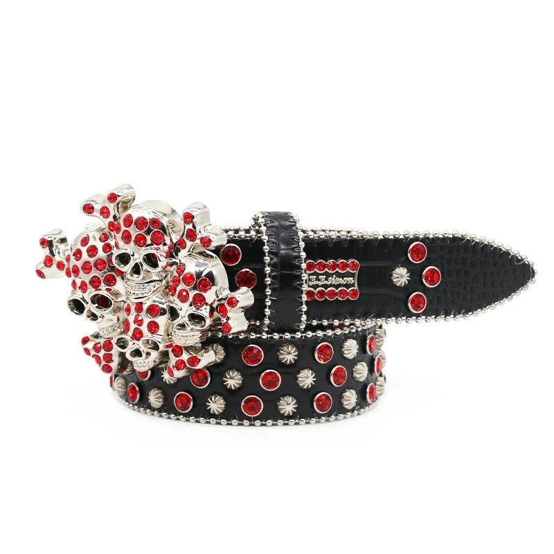 Japanese Brand Red black skull belt Size ONE SIZE - 4 Thumbnail