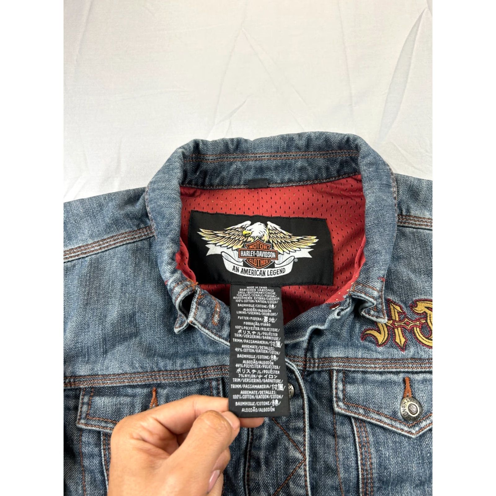 Harley Davidson Harley-Davidson Denim Jacket Womens M Jacket Regular Blue Studded Biker 90s Theme Size M / US 6-8 / IT 42-44 - 5 Thumbnail