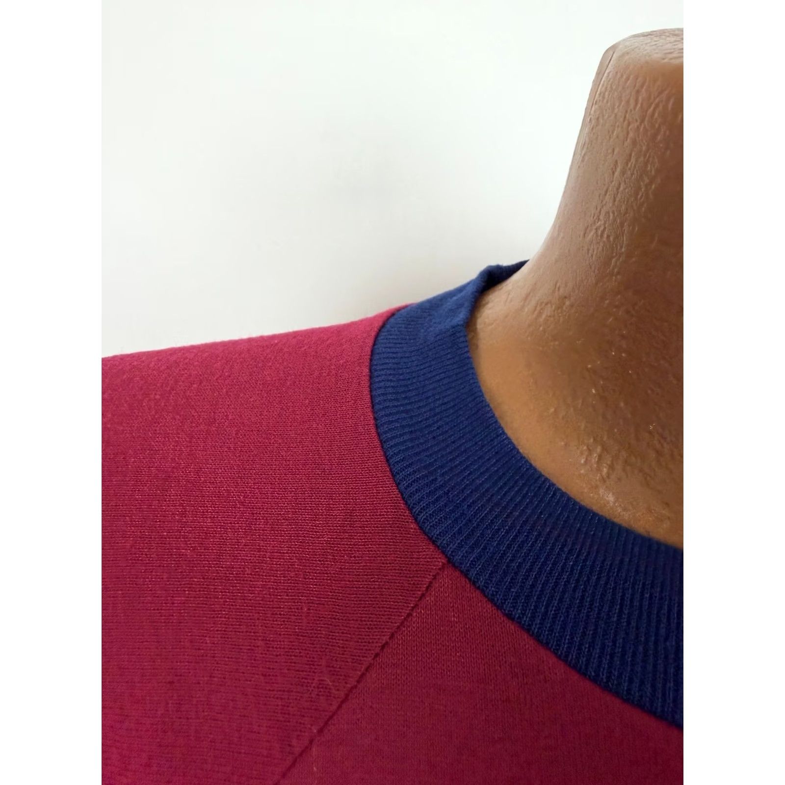 Sears VINTAGE 90s Shirt Men Large Tall LT Minimal Ringer Burgundy Silky Acrylic Size US L / EU 52-54 / 3 - 3 Thumbnail