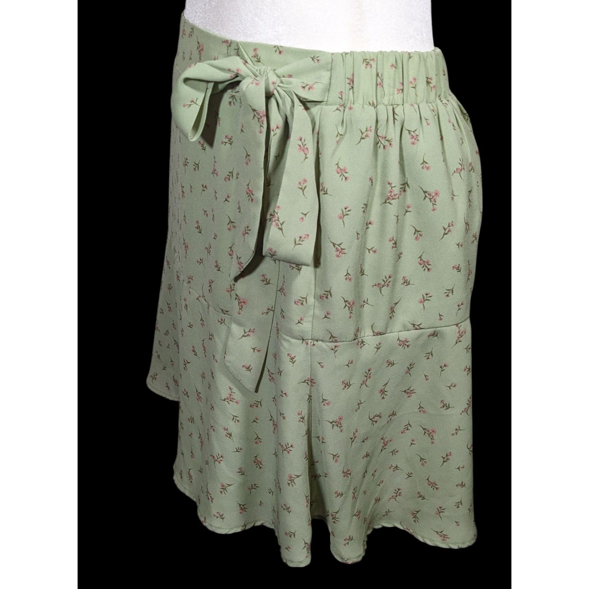 Other Paper Crane Cottagecore Green Floral Skirt Size 30" / US 8 / IT 44 - 2 Thumbnail