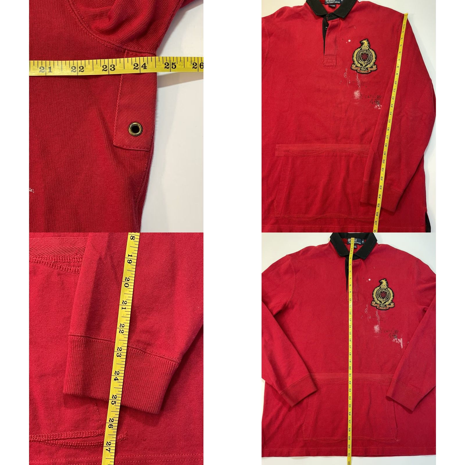 Polo Ralph Lauren VINTAGE Polo Ralph Lauren 90s Rugby Shirt Mens Long Sleeve Red Solid M Sports Designer Size US M / EU 48-50 / 2 - 8 Thumbnail