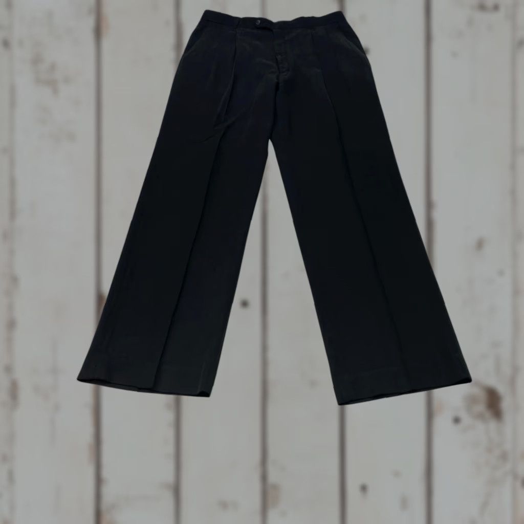 Vintage Allen Solly Mens 36x32 Black Dress Pants Linen Pleated Trousers 7829 Size US 36 / EU 52 - 1 Thumbnail