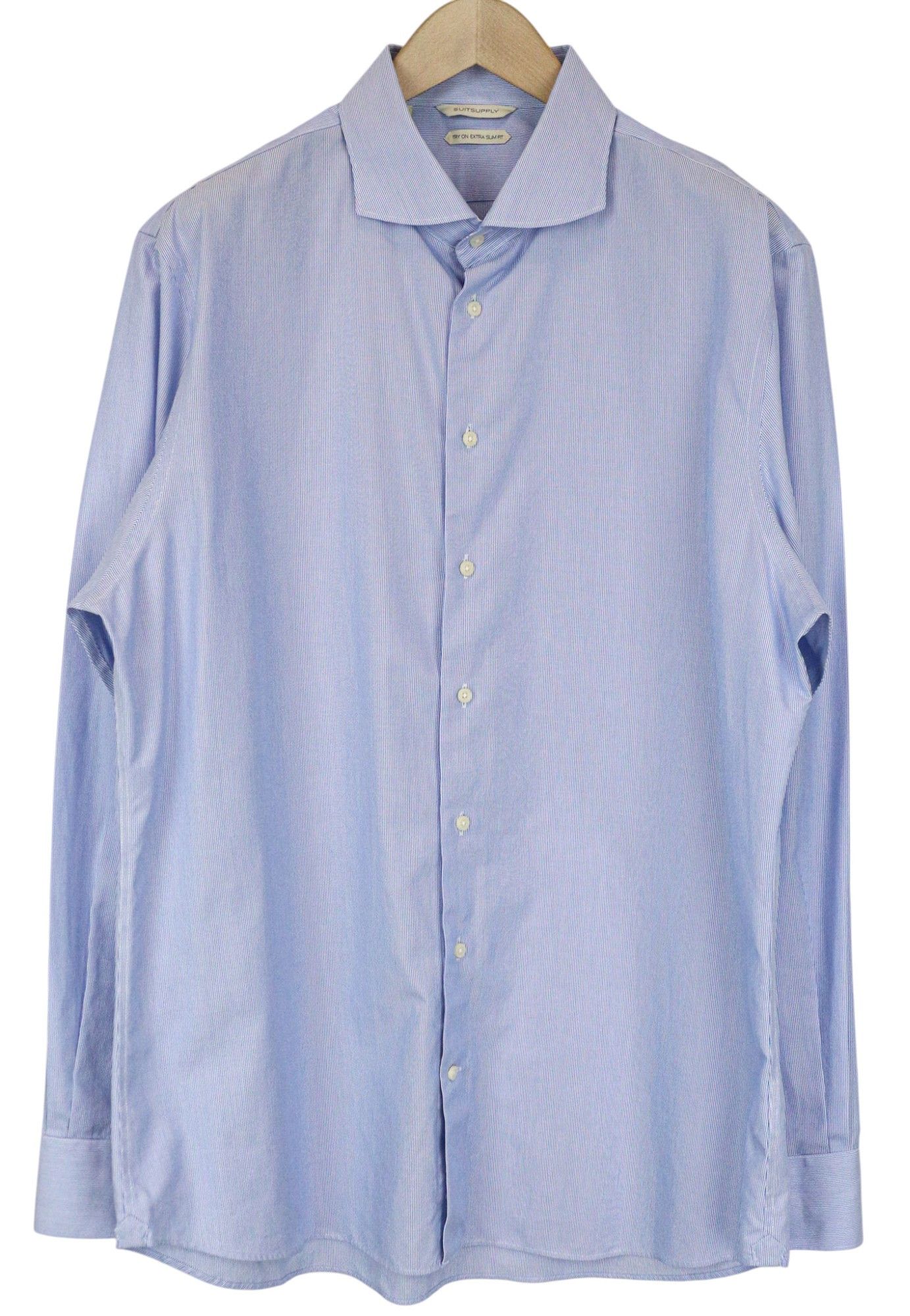 Suitsupply 46/18 Extra Slim Blue Cotton Shirt 78585 Size 46R - 1 Thumbnail