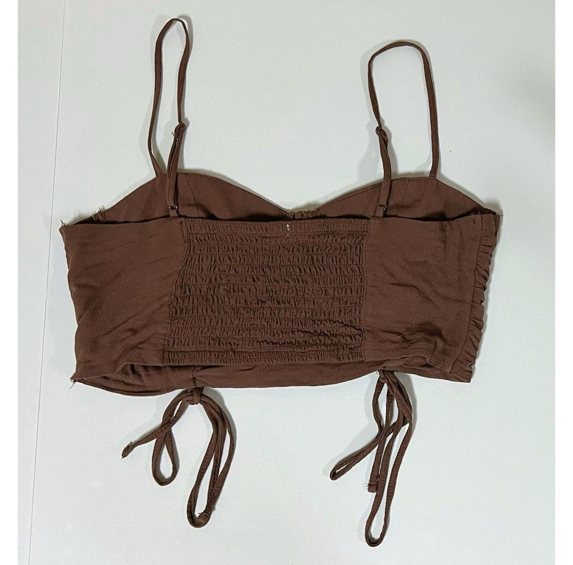 Garage Garage Brown Ruched Ties Tank Crop Top Shirt Blouse XS 🤎✨ Size XS / US 0-2 / IT 36-38 - 4 Thumbnail