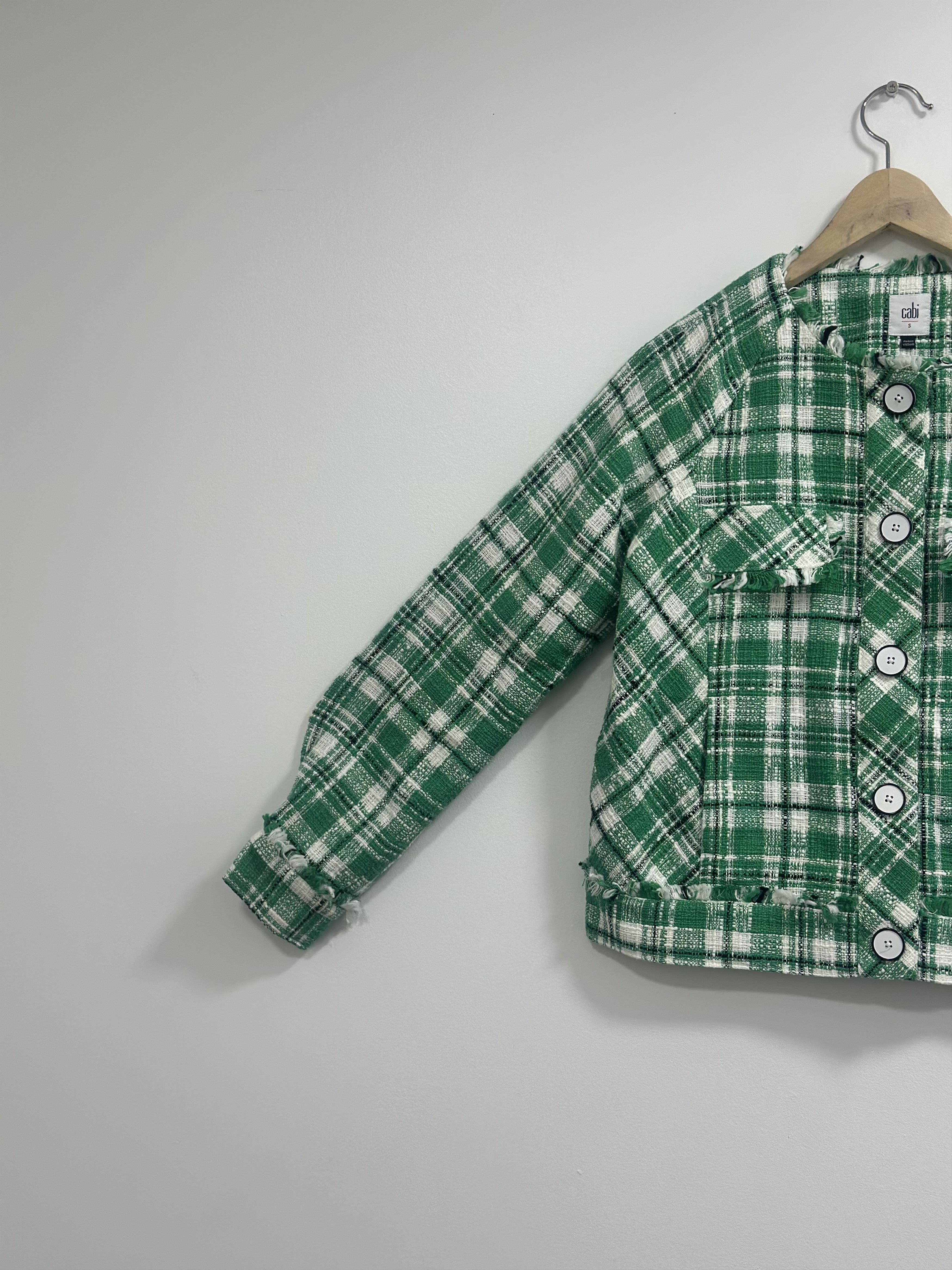 Other Cabi Sophia Green Plaid Tweed Button-Up Blazer - Size S Size S / US 4 / IT 40 - 3 Thumbnail