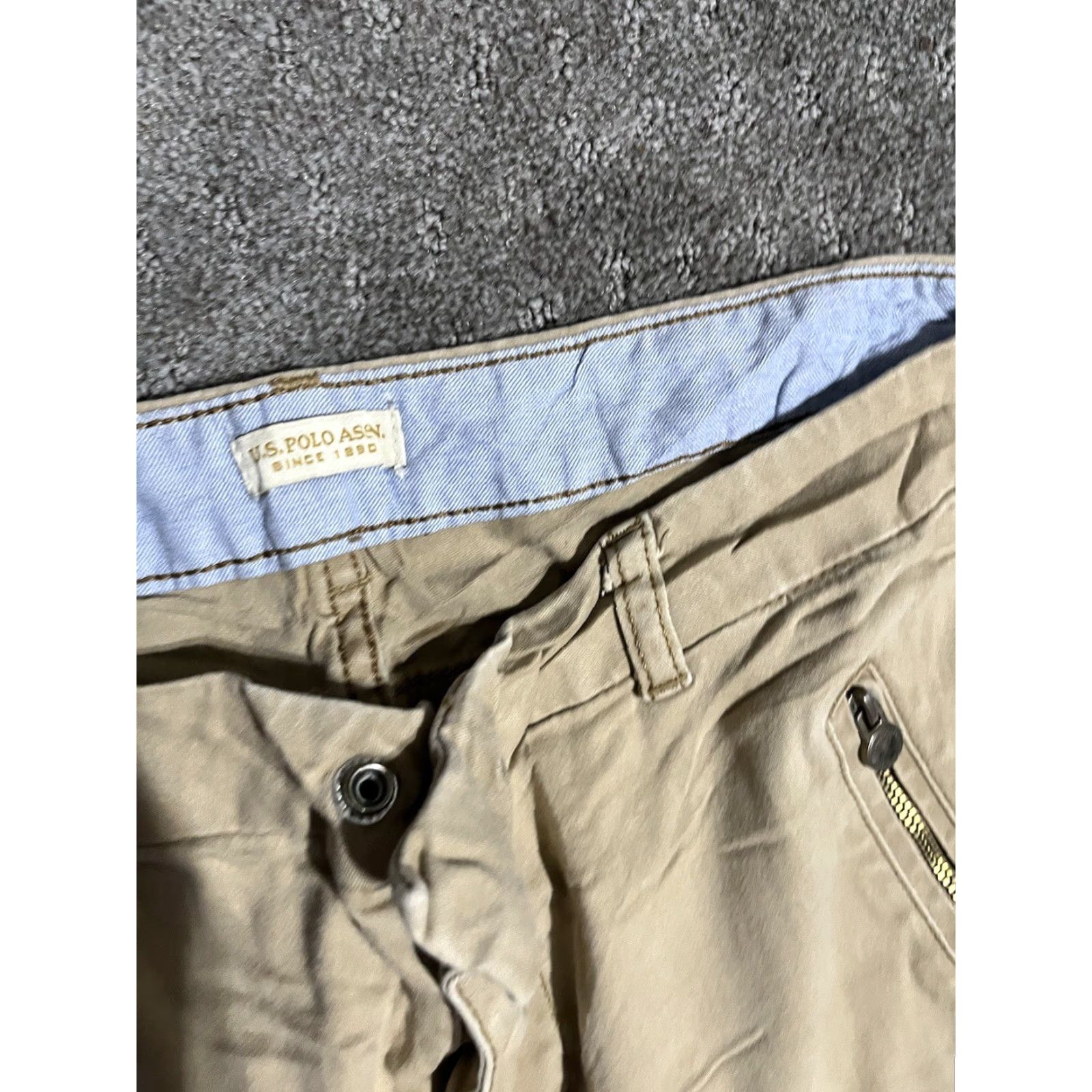 U.S. Polo Assn. U.S. POLO ASSN. Women's stretch khaki trousers Size 8 Slap Button Zip Pockets Casual Pants Regular Womens 30 in Inseam Khaki Tan Size ONE SIZE - 5 Thumbnail