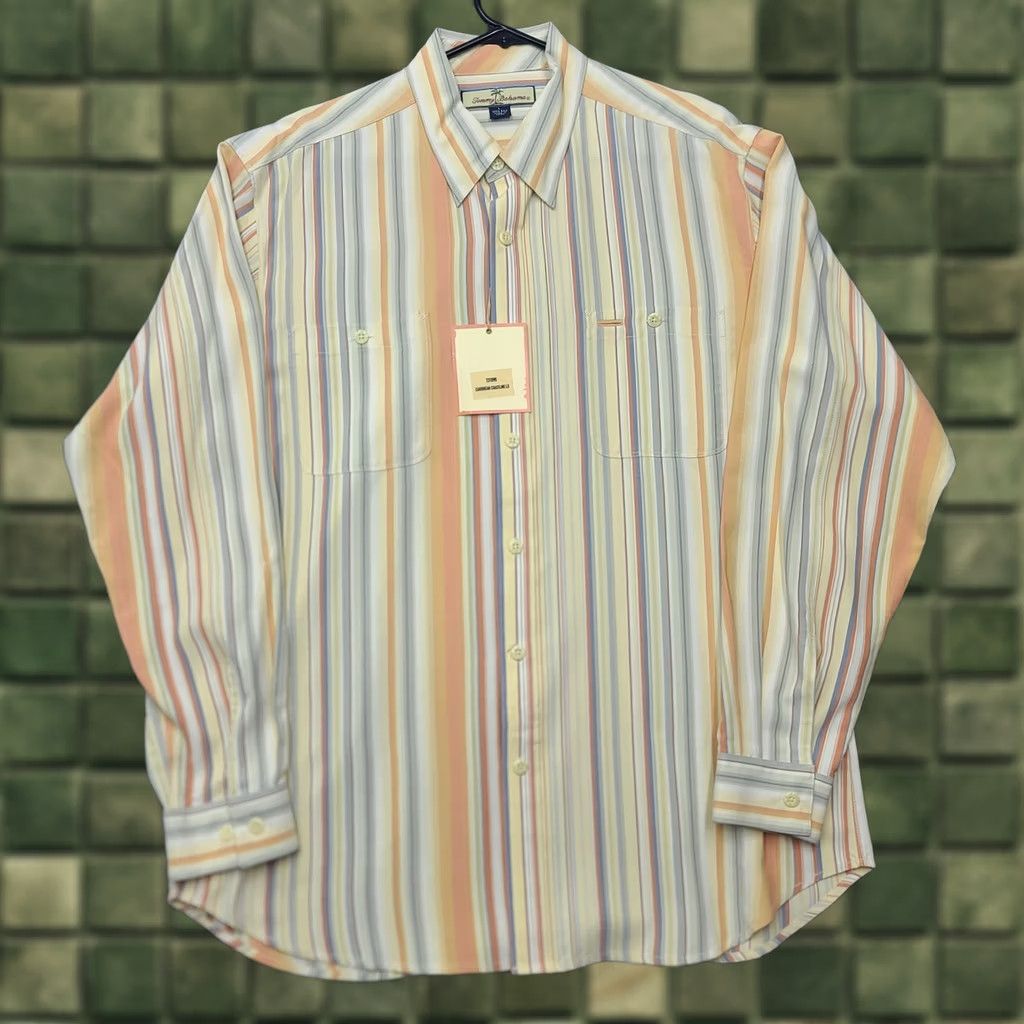 Tommy Bahama Tommy Bahama Shirt Men L Long Sleeve Striped Silk Button-Up Coastal Beach Tropical 100% Silk Multicolor Button-Down Casual Regular Shirt Mens Size US L / EU 52-54 / 3 - 1 Thumbnail