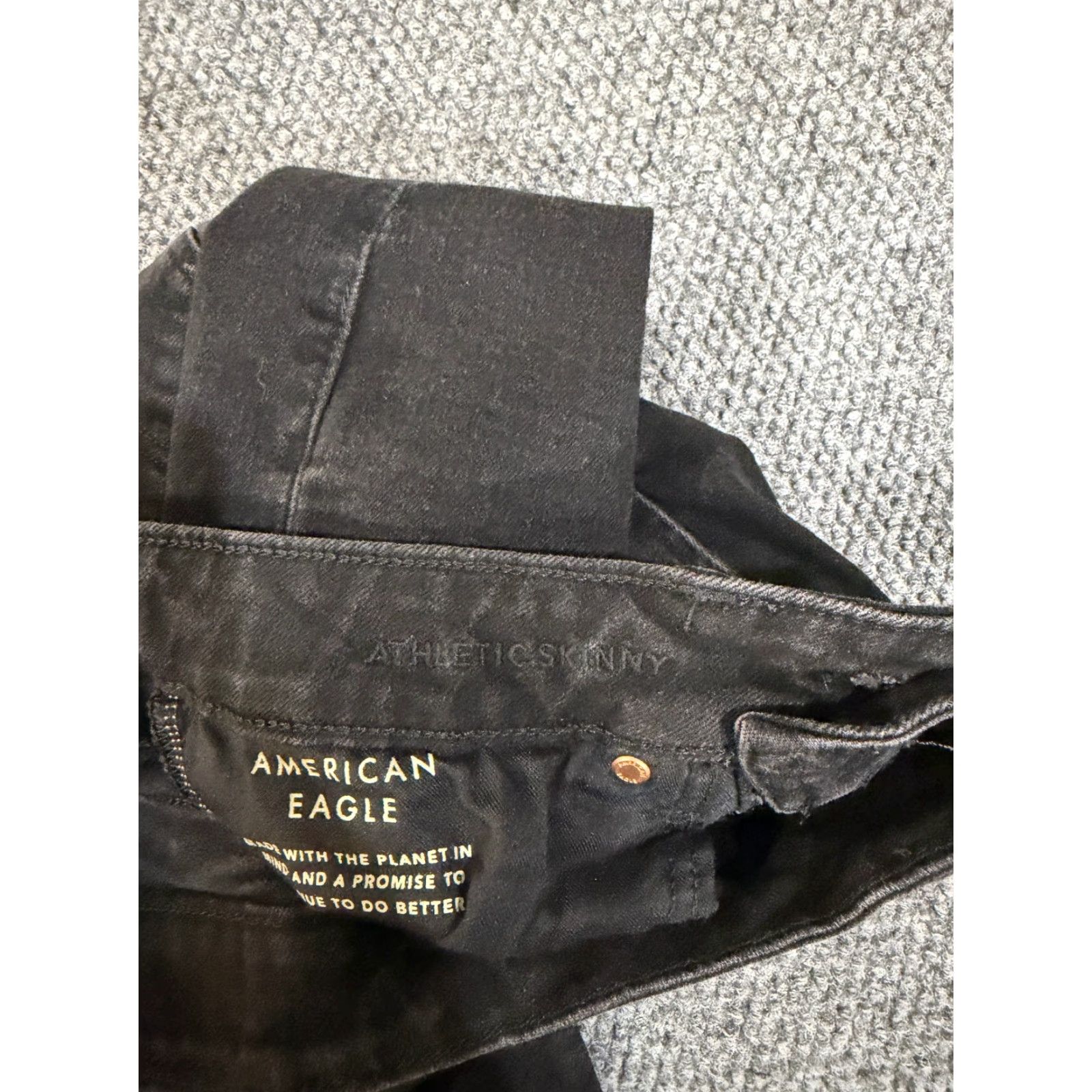 American Eagle Outfitters American Eagle Jeans Mens 29x30 Black Skinny Stretch Denim Jeans Slim 5-Pocket Logo Navy? Size US 29 - 5 Thumbnail