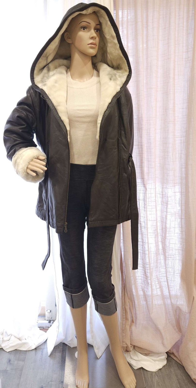 Vintage × Wilsons Leather Genuine Leather Oversized Hooded Coat & Faux Fur By Wilsons. Size L / US 10 / IT 46 - 1 Thumbnail