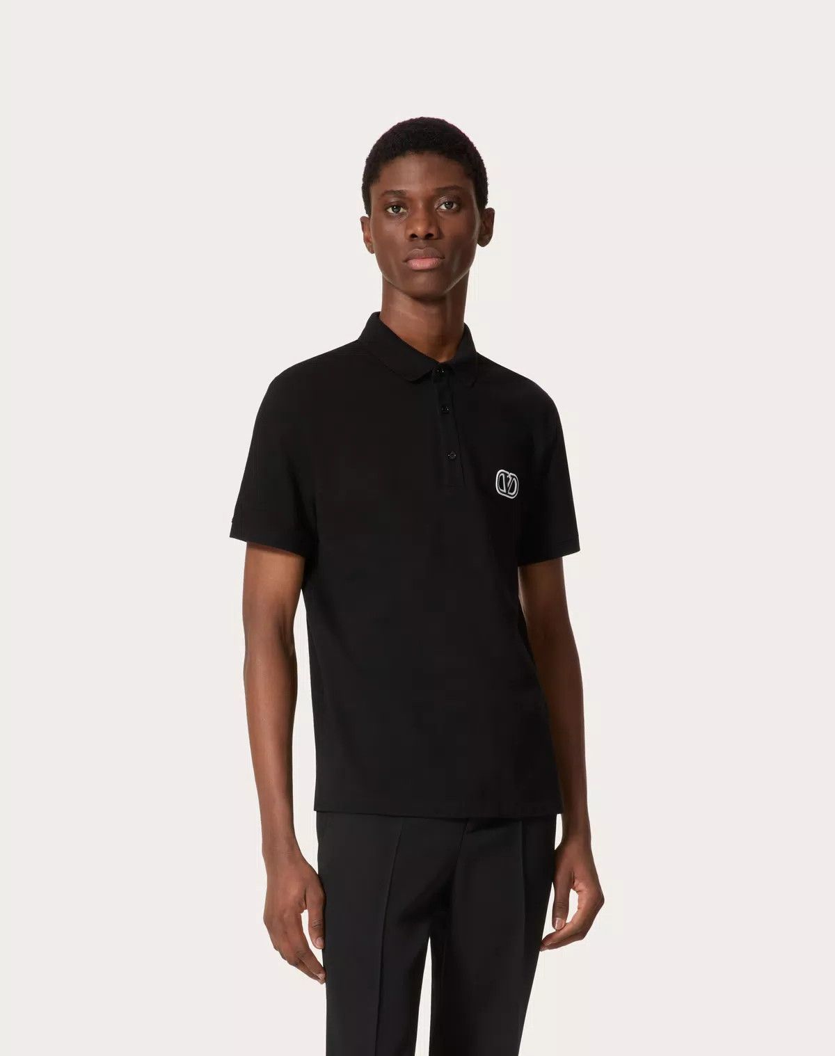 Valentino oc11z0725 Cotton Pique Polo Shirt in Black Size US L / EU 52-54 / 3 - 4 Thumbnail
