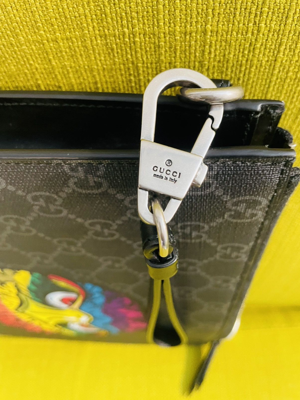 Gucci Gucci Black GG Supreme Pouch with Multicolor Eagle Motif Size ONE SIZE - 6 Thumbnail