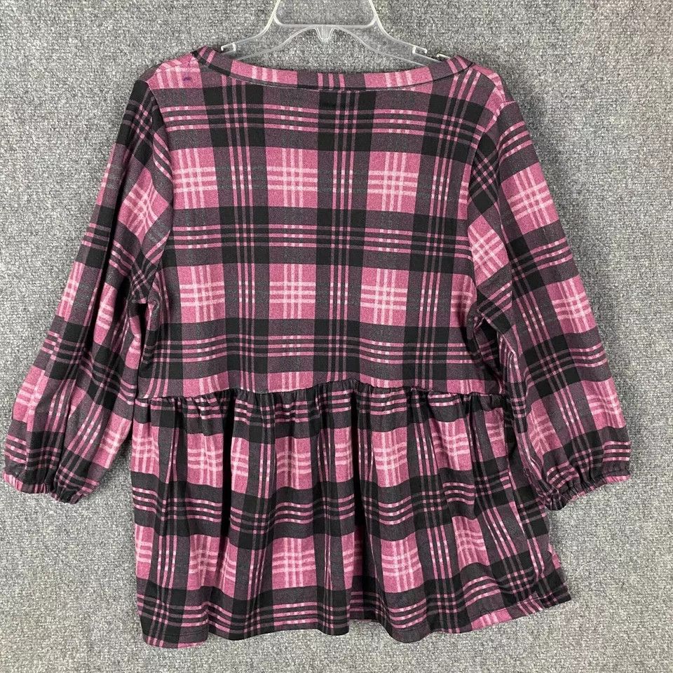 Other Lane Bryant Blouse Women's 14/16 Plaid Pink 3/4 Sleeve Size XL / US 12-14 / IT 48-50 - 5 Thumbnail