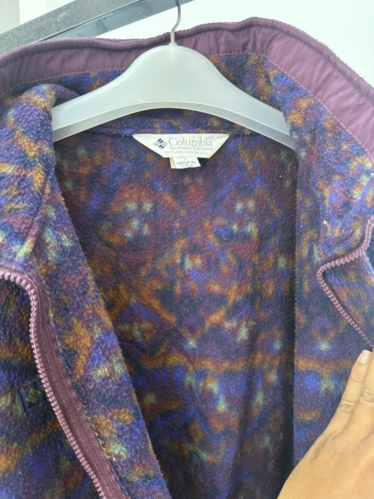 Columbia 🔥 90's Multi-Coloured GEOMETRIC Columbia Fleece Sweat Jacket Size US L / EU 52-54 / 3 - 8 Thumbnail