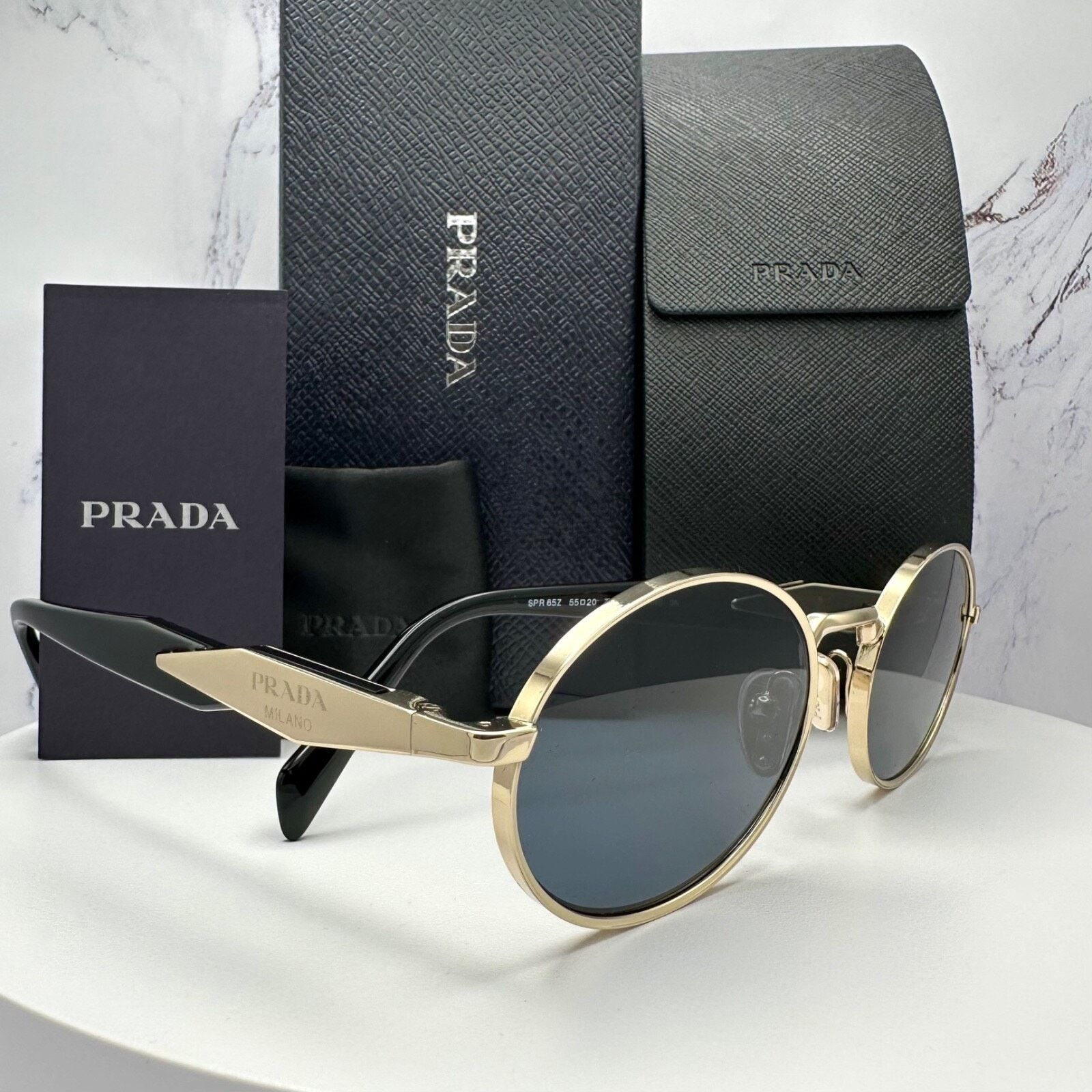 Prada New PRADA Sunglasses Metal Oval Black PRADA Symbole Logo Size ONE SIZE - 14 Thumbnail