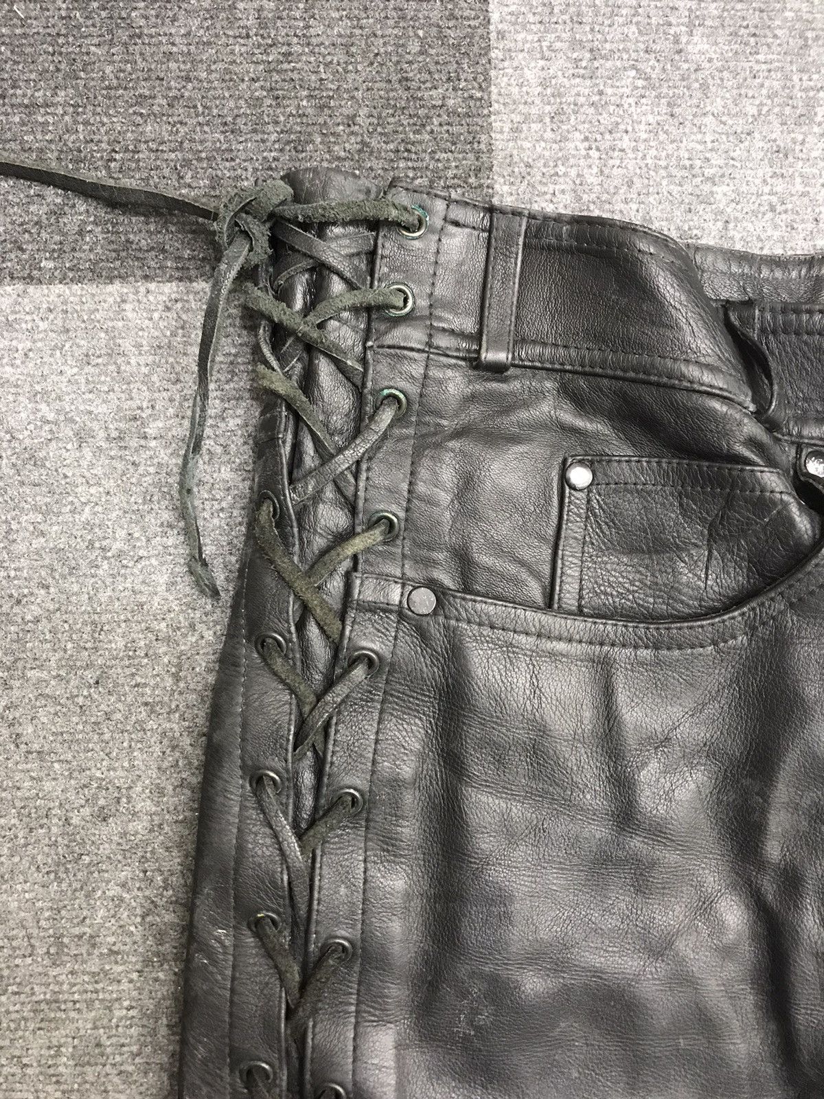 Genuine Leather HARRO STREETWEAR Side Lace Cowboy Leather Pant Size US 37 - 5 Thumbnail
