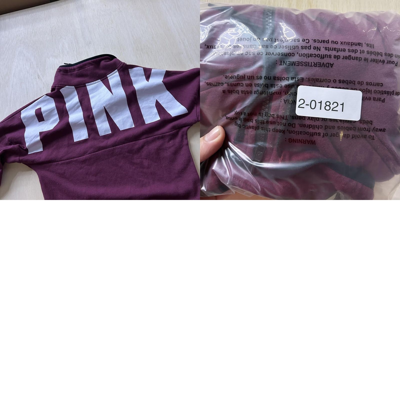 Pinko PINK Shirt Womens XS Purple Victoria Secret Sweatshirt Plum Fleece Zip Kangaroo Pocket Size XS / US 0-2 / IT 36-38 - 8 Thumbnail