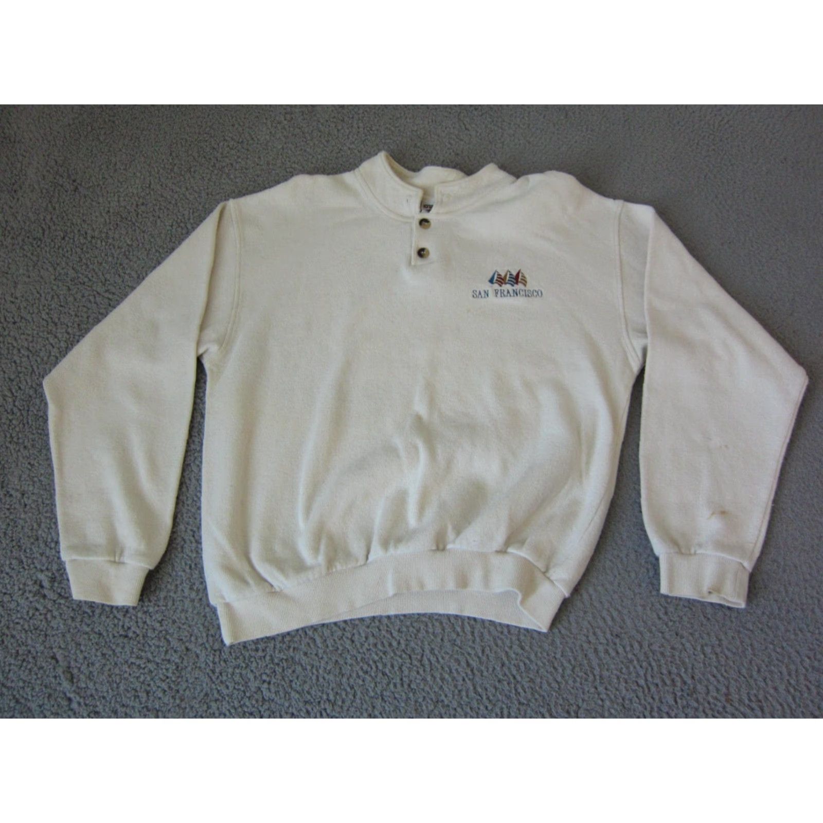 Vintage VINTAGE Crazy Shirts Sweatshirt Mens S Ivory Cotton Fleece Logo 90s Pullover Regular fit US Made Size US S / EU 44-46 / 1 - 2 Thumbnail