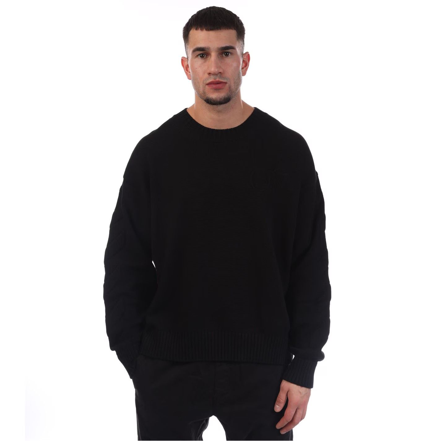 Off-White o1g2r1mq0226 3D Diagonal Knit Crewneck Sweatshirt In Black Size US L / EU 52-54 / 3 - 1 Thumbnail