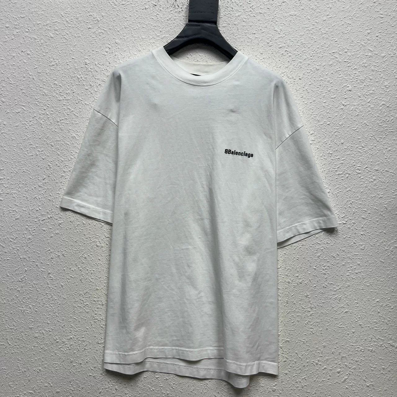 Balenciaga Balenciaga Double B Embroidered White T-Shirt Size US M / EU 48-50 / 2 - 1 Thumbnail