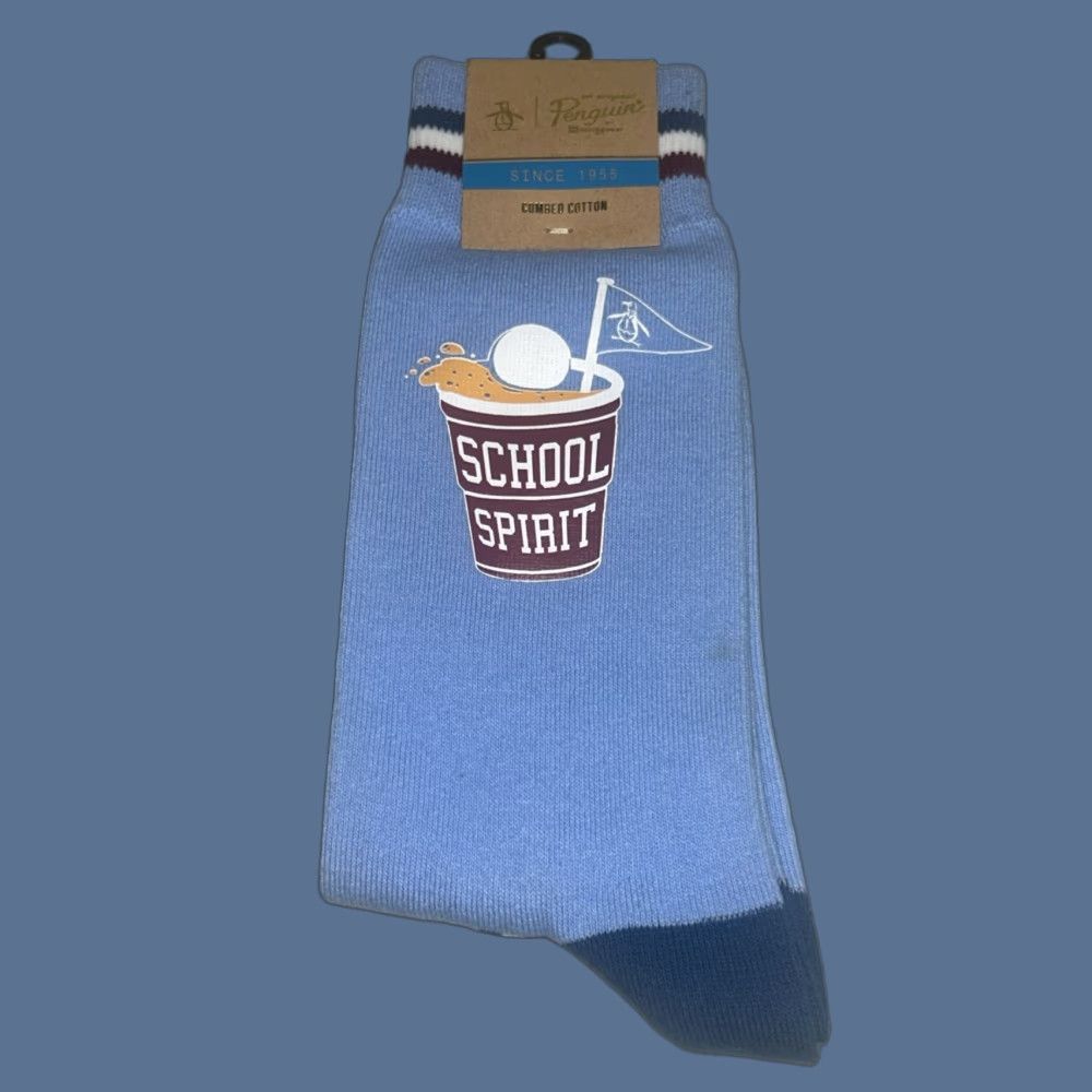 Vintage Penguin by Munsingwear Socks One Size Men Sky Blue School Spirit Novelty Mid Calf Casual Theme School Size ONE SIZE - 1 Thumbnail