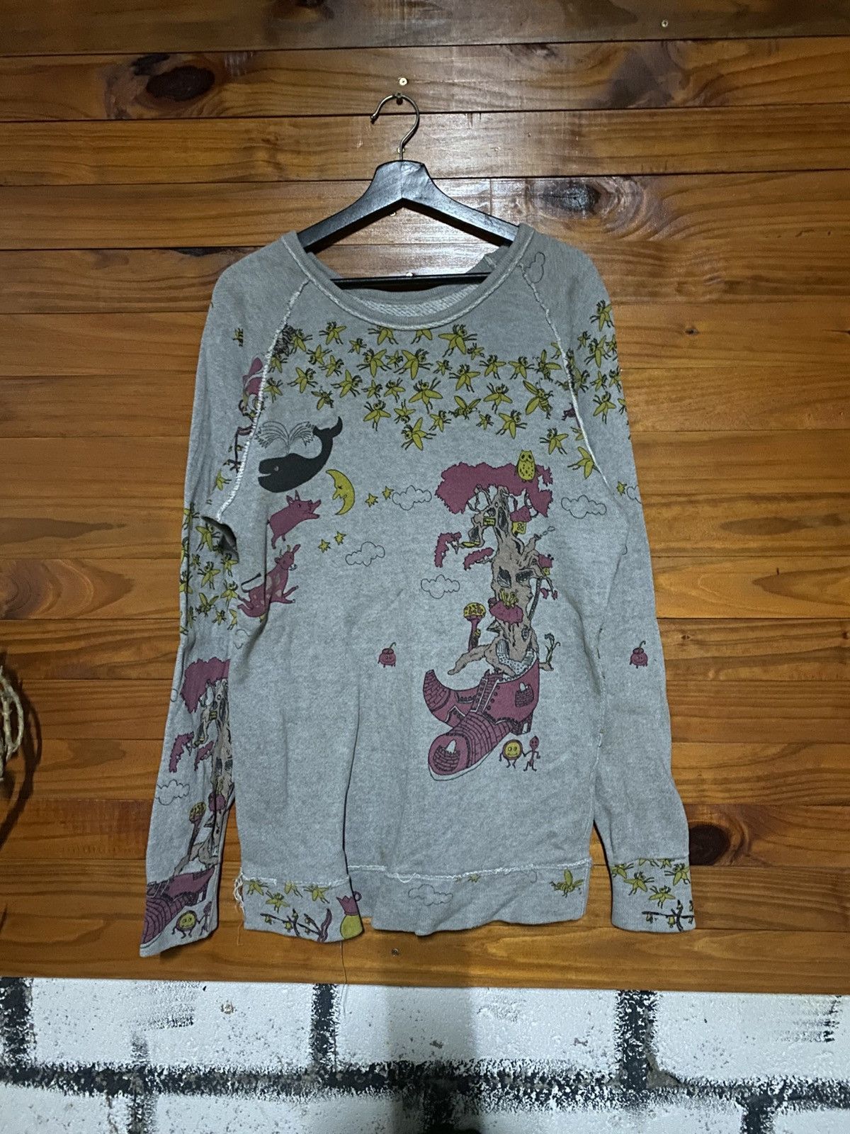 Japanese Brand Vintage IDEOT Japan 100% Cotton Graphic Print Sweater Size US M / EU 48-50 / 2 - 3 Thumbnail