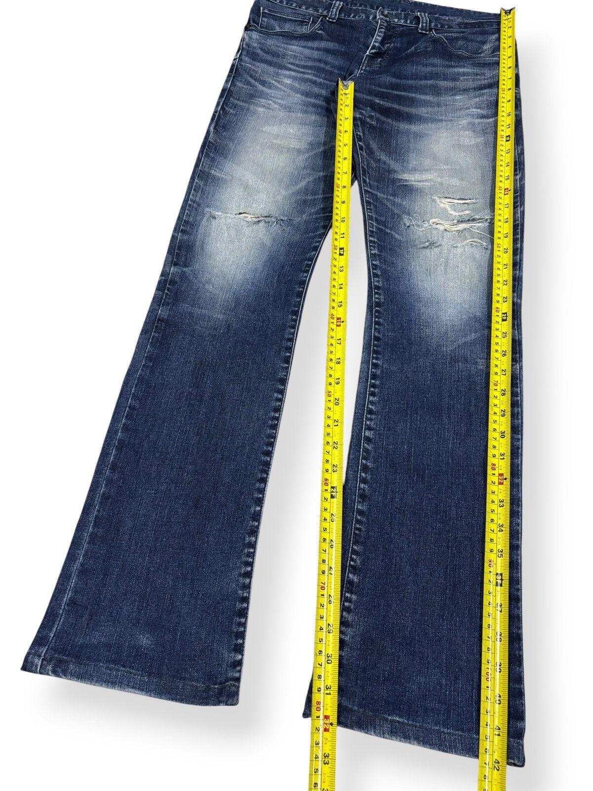 Tornado Mart Vintage Tornado Mart Whiskers Faded Wash Distressed Jeans Size US 33 - 11 Thumbnail