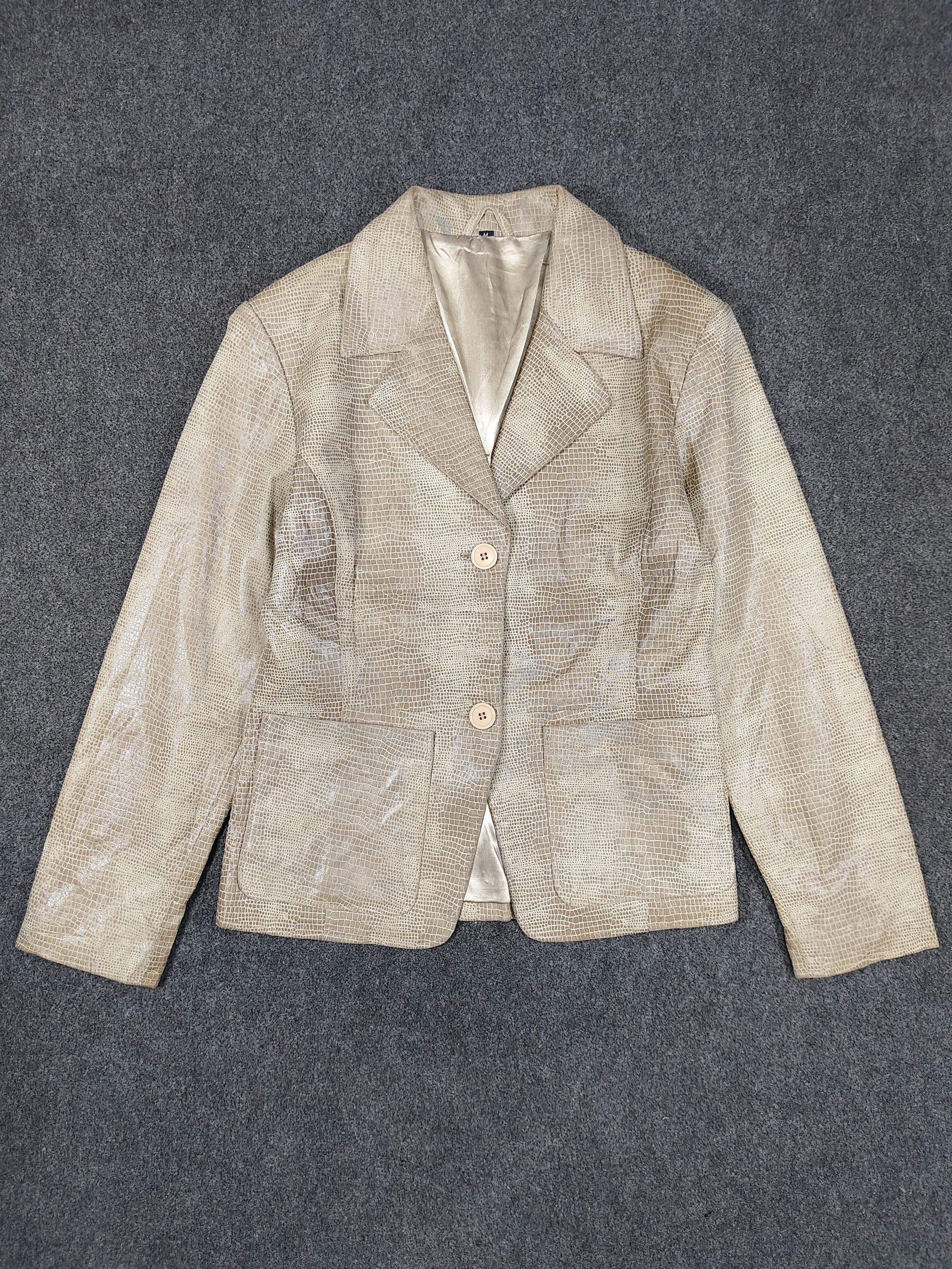 Japanese Brand 2000s Tailored Reptile Crocodile Embossed Leather Jacket Size M / US 6-8 / IT 42-44 - 6 Thumbnail