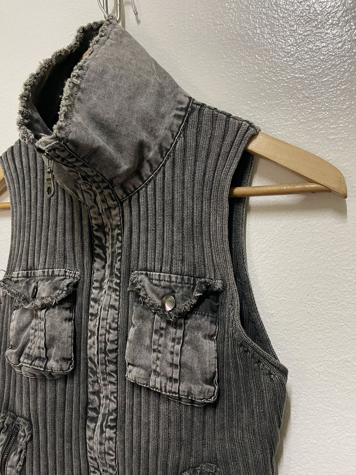 Japanese Brand Studio Five Distressed Sleeveless Zipper Stretch Sweater Size S / US 4 / IT 40 - 5 Thumbnail