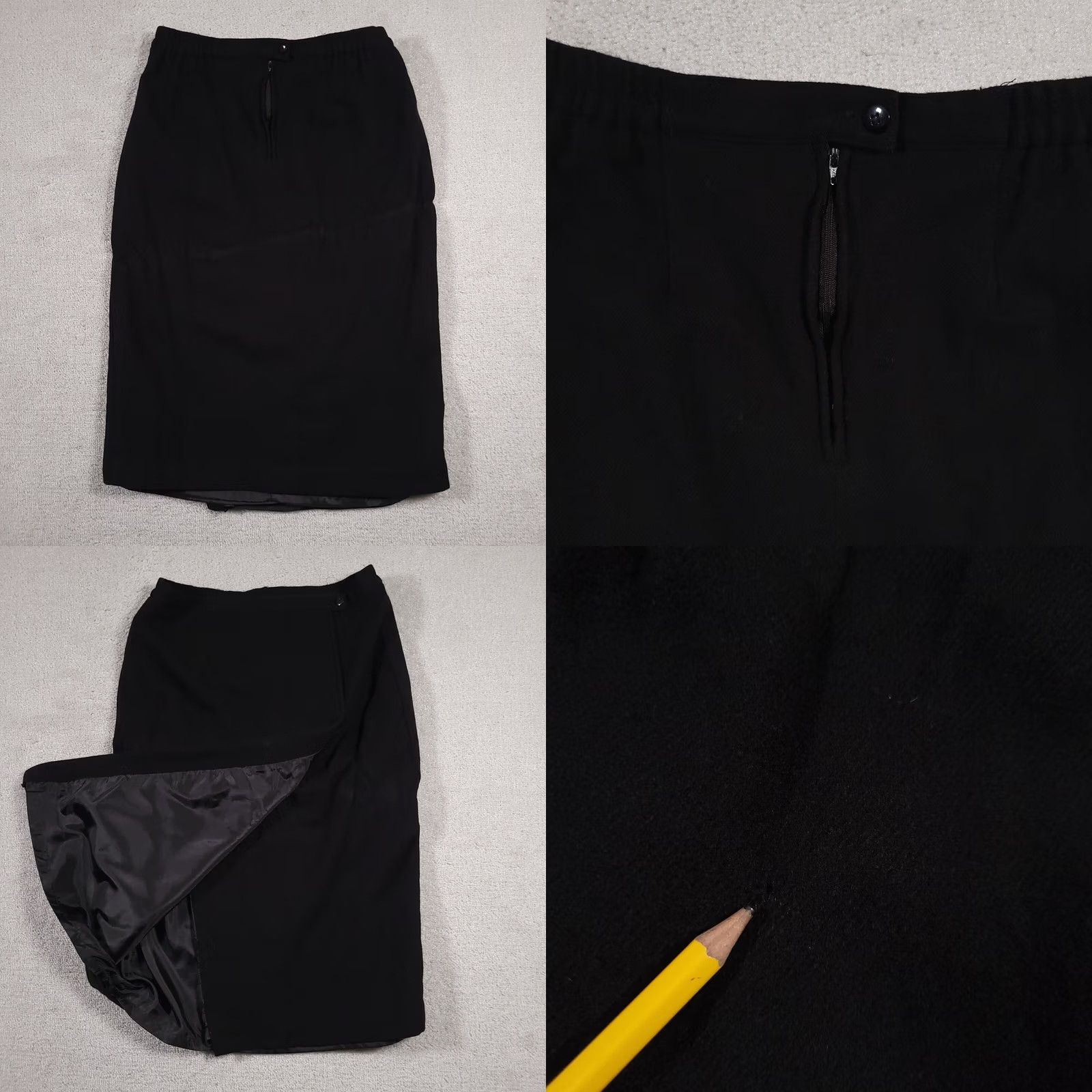 Vintage VINTAGE Norton McNaughton Wool Pencil Skirt Women's 16P Petite Black Lined 80s Size 38" / US 16 / IT 52 - 8 Thumbnail