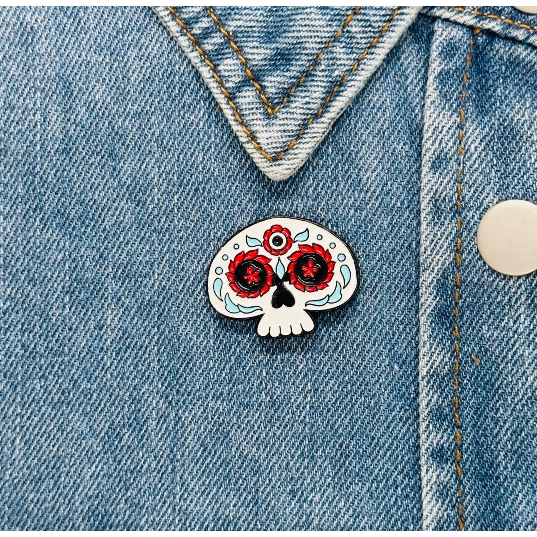 Other ⭐Sugar Skull Enamel Pin Calavera Broch Day Of The Dead Theme Size ONE SIZE - 1 Thumbnail