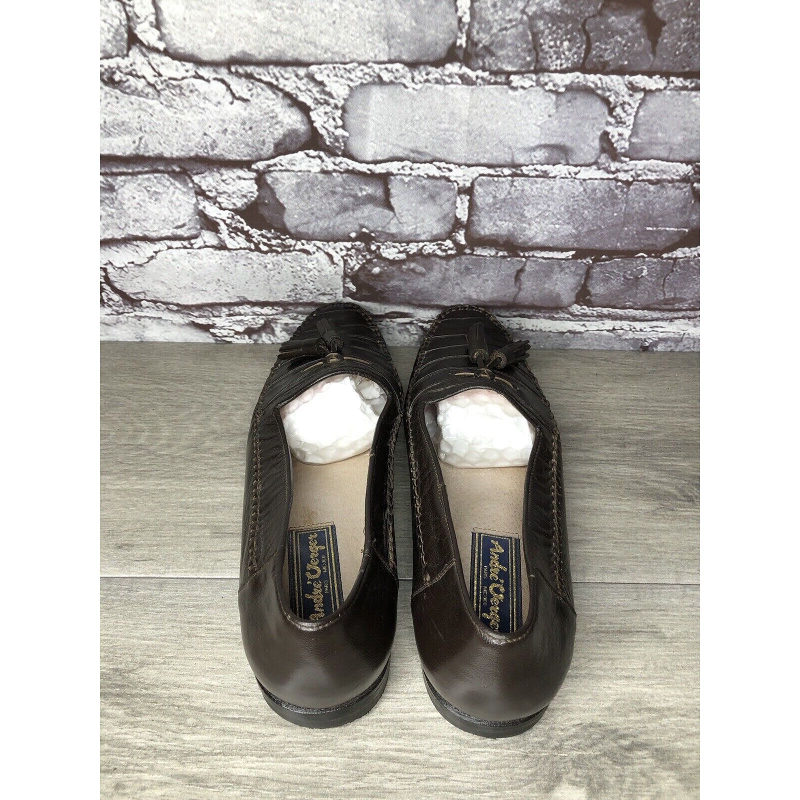 Other Andre Verger Brown Leather Tassel Loafers Handsewn Shoes Men Size US 8 / EU 41 - 17 Thumbnail