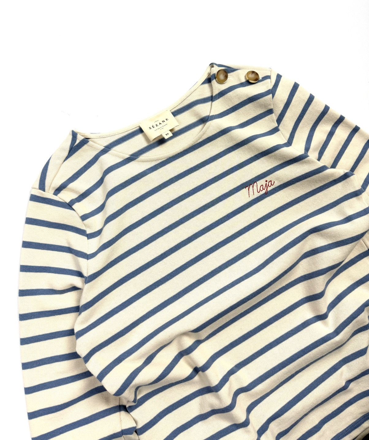Sezane Sezane Colette Mariniere Striped Long Sleeve Top Designer Size XS / US 0-2 / IT 36-38 - 6 Thumbnail