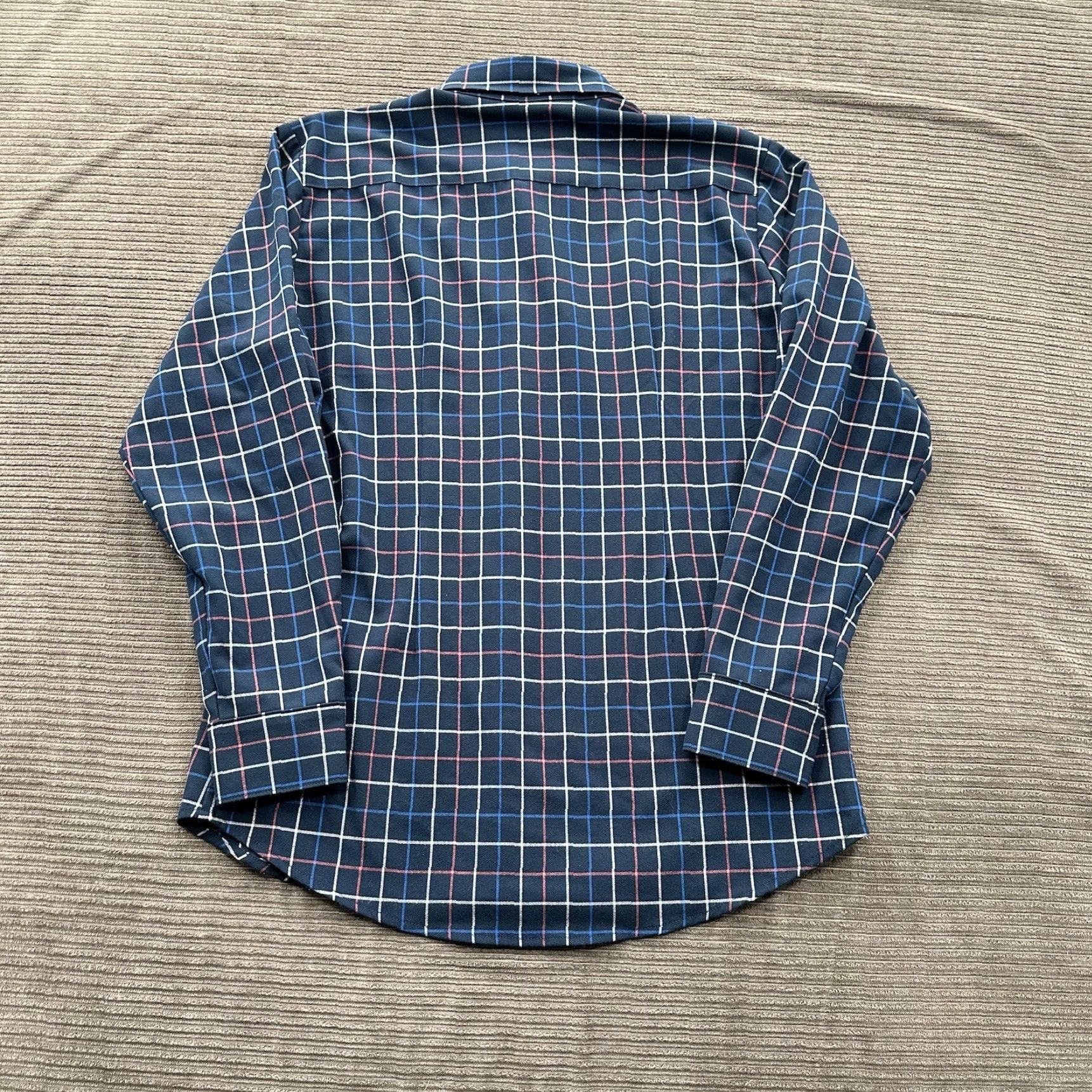 Mizzen+Main Mizzen+Main Shirt Medium Plaid Navy Button-Up Long Sleeve Multicolor Polyester Spandex Mens Size US M / EU 48-50 / 2 - 2 Thumbnail