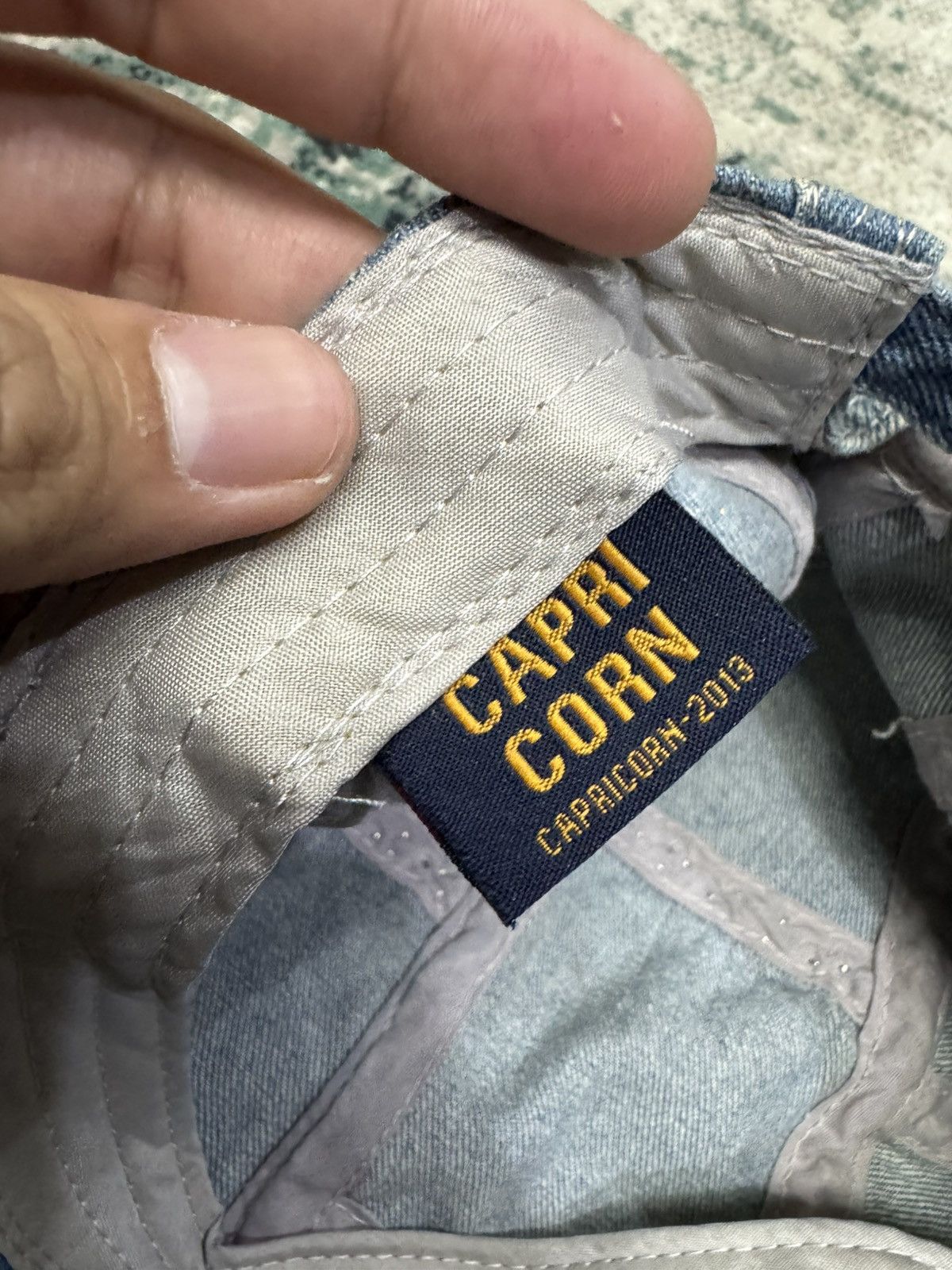 Japanese Brand CAPRICORN DENIM PATCHWORK STUDDED FLAT HAT Size ONE SIZE - 6 Thumbnail