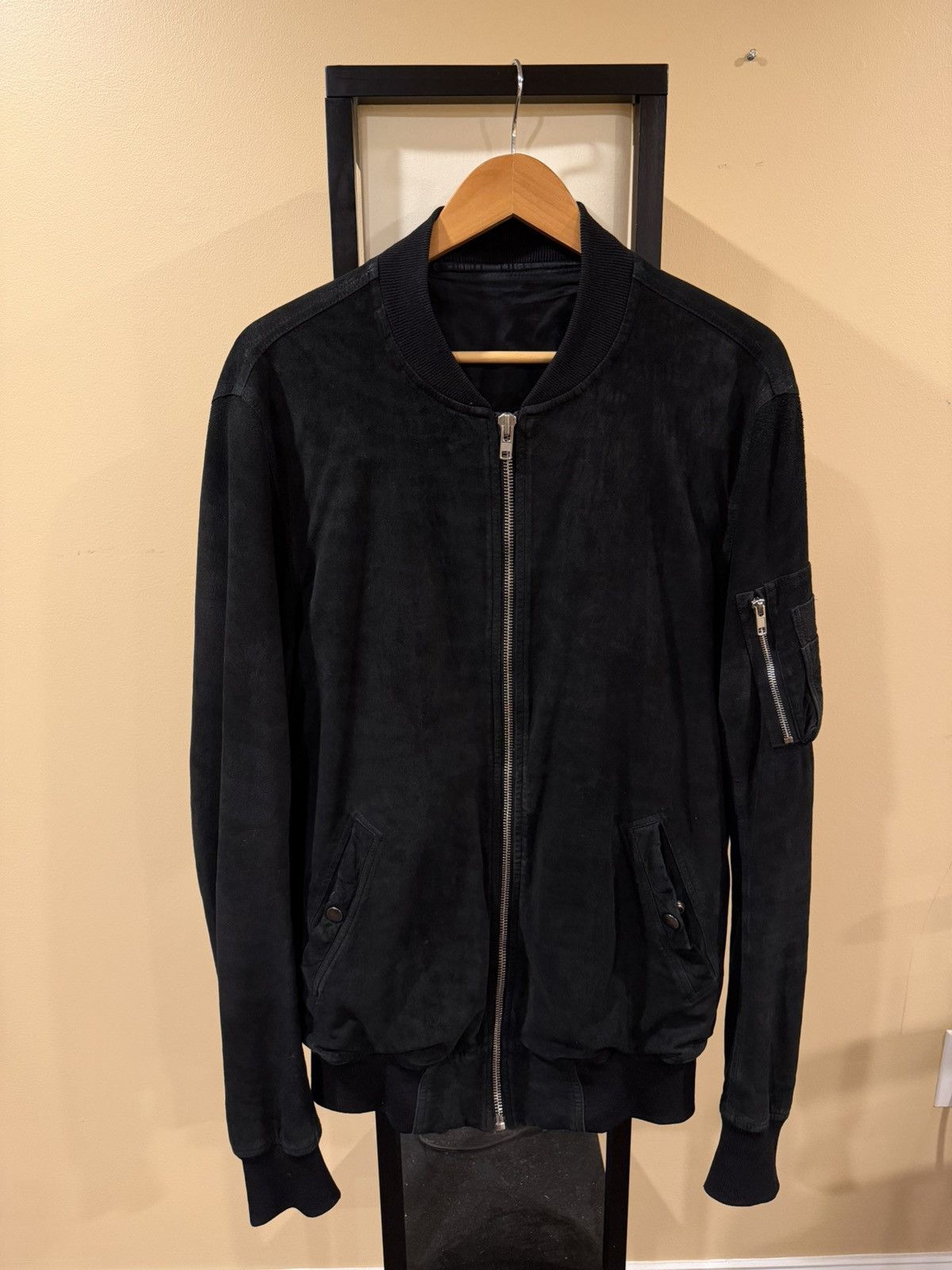 Rick Owens Rick Owens Flight Blistered Lamb Leather Black Bomber Jacket Size US XL / EU 56 / 4 - 14 Thumbnail