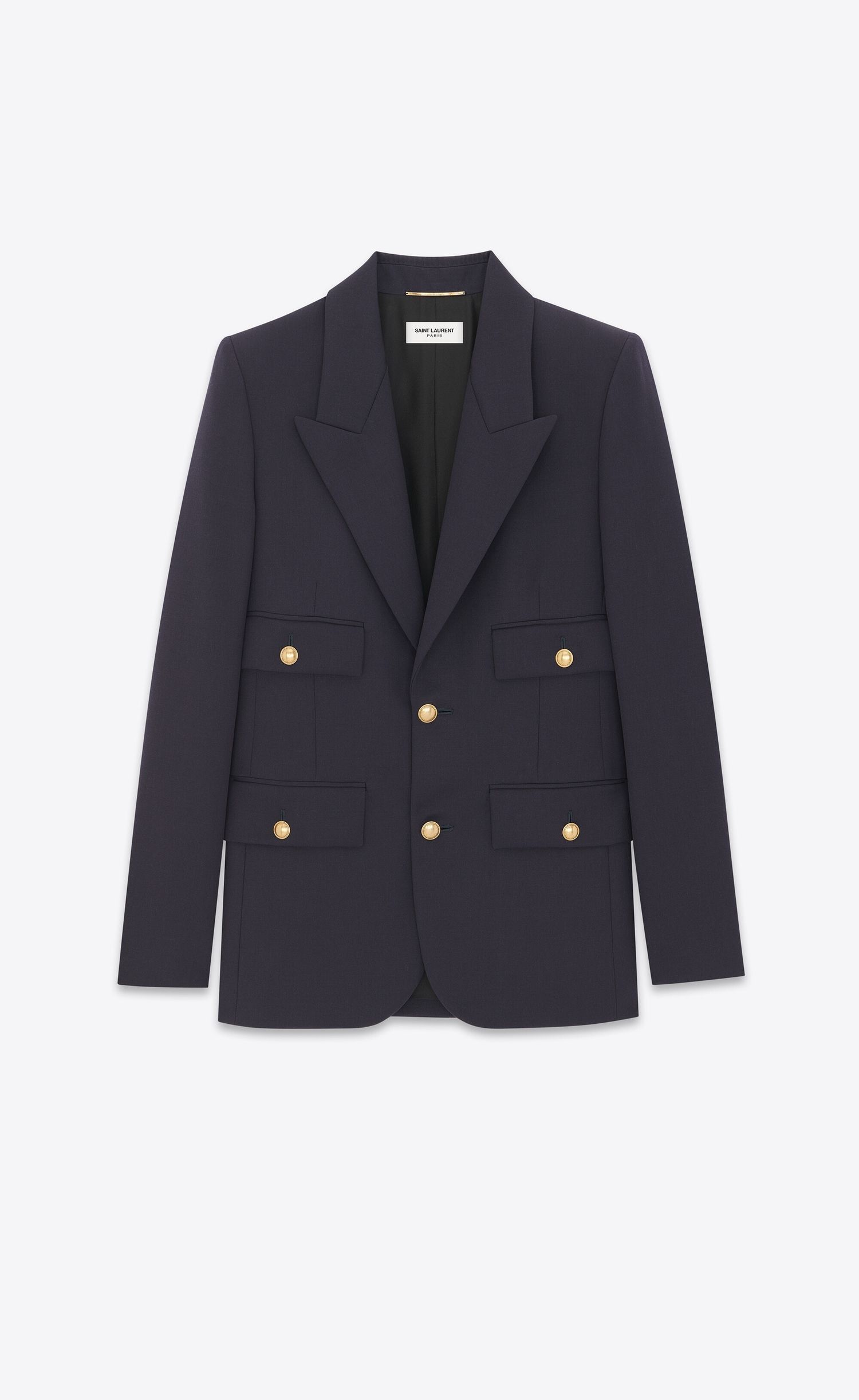 Saint Laurent Paris Jacket In Grain De Poudre Navy Size XS / US 0-2 / IT 36-38 - 1 Thumbnail