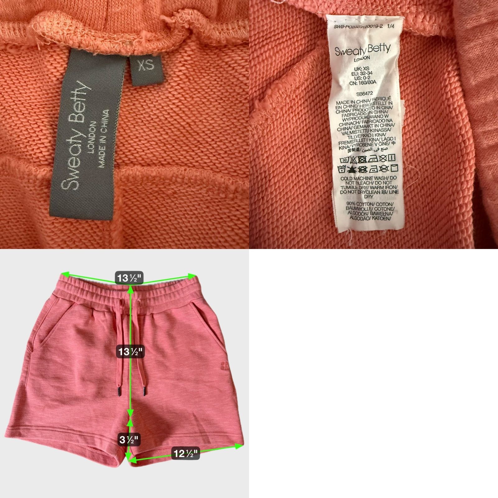 Sweaty Betty VINTAGE Sweaty Betty High-Waist Longline Sweat Shorts Orange Women XS Sweat Size 26" / US 2 / IT 38 - 8 Thumbnail