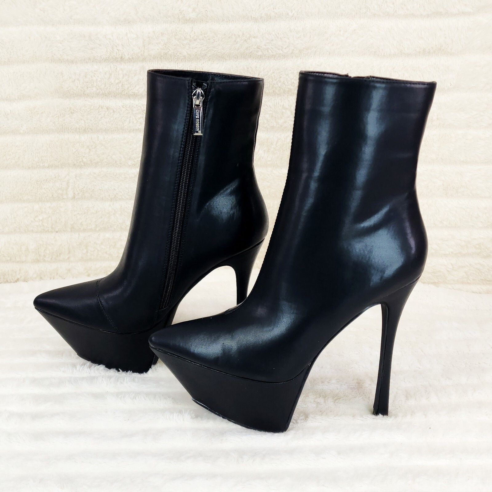 Other Kinder Pointy Toe Platform Stiletto Heel Ankle Boots Black V Size US 10 / IT 40 - 5 Thumbnail