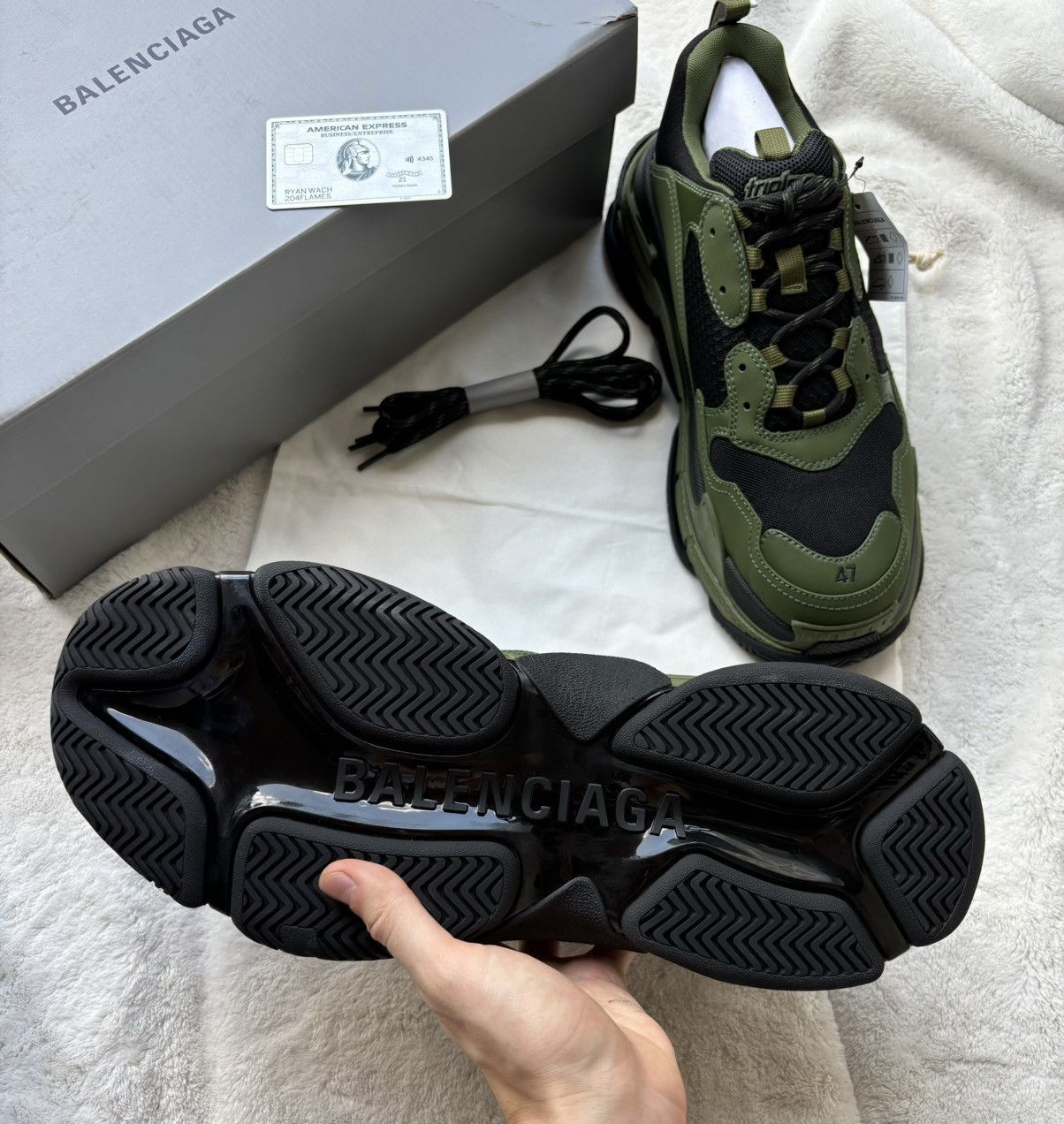 Balenciaga Balenciaga Olive/Black Triple S Sneakers Size US 14 / EU 47 - 4 Thumbnail