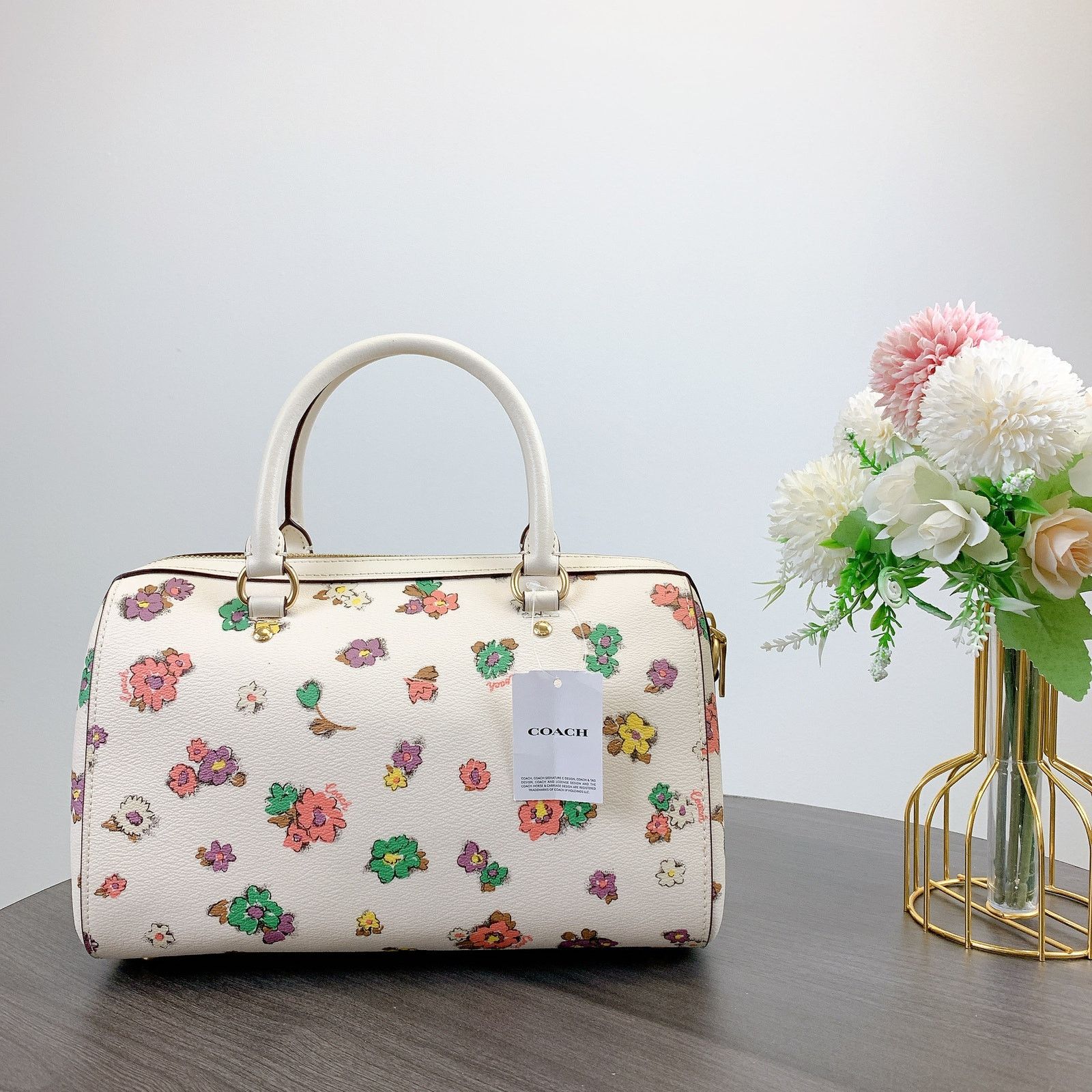 COACH Rowan Satchel Bag With Pop Floral cheapest Print