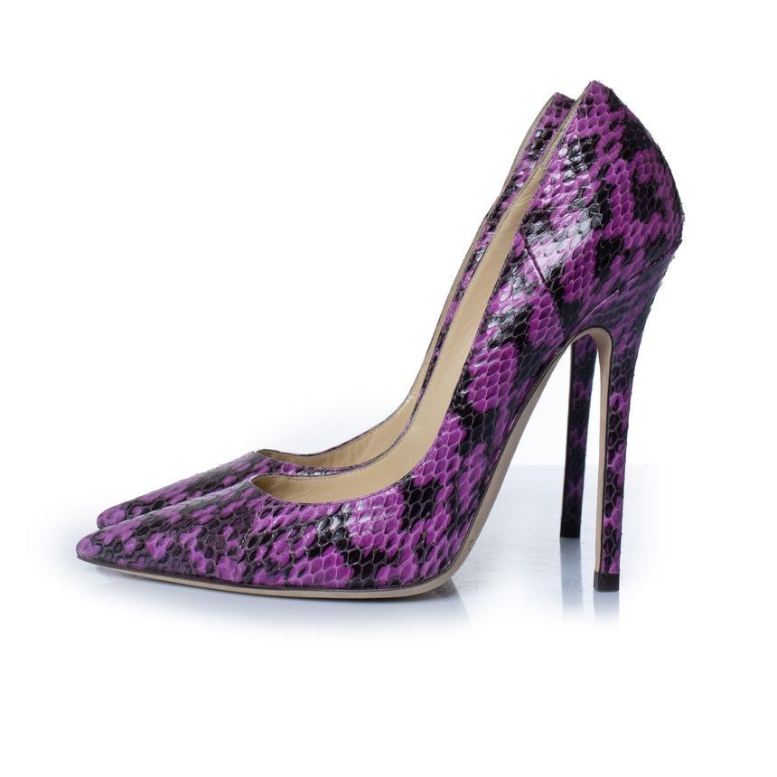 Jimmy Choo Jimmy Choo, purple leather python pumps Size US 6 / IT 36 - 2 Thumbnail