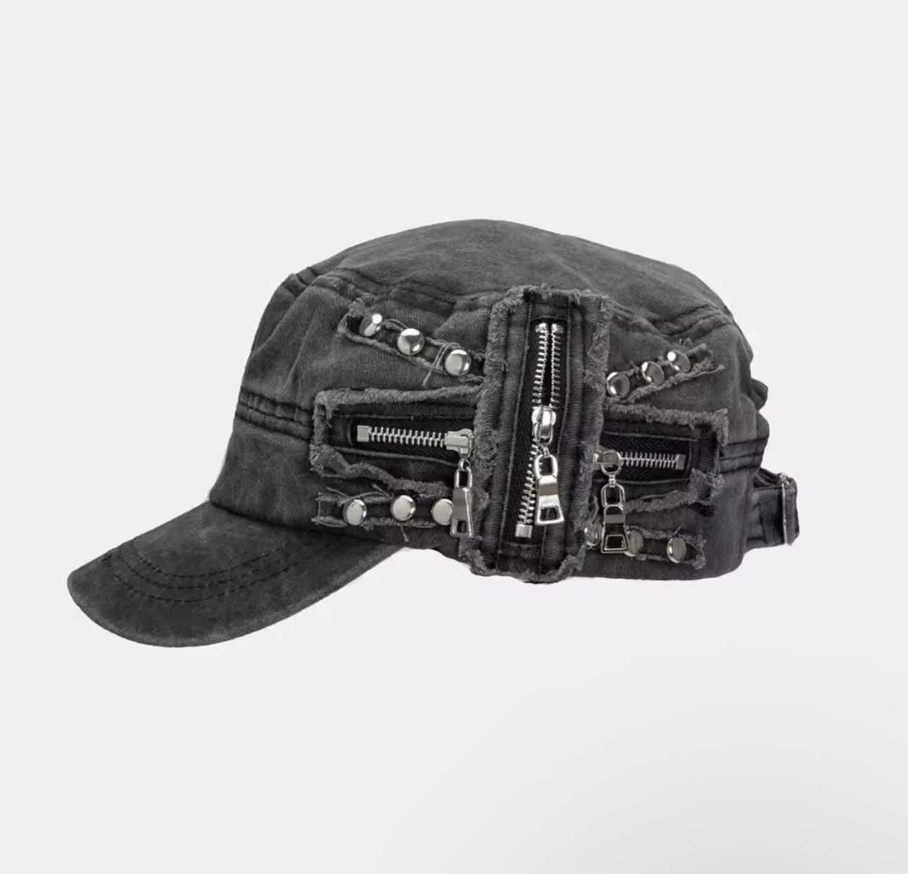 Other 2000s Distressed Punk Cap Black Faded Streetwear Washed Size ONE SIZE - 1 Thumbnail